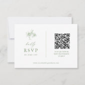 Cartons Réponse Sage Green Toile Floral Mariage QR Code (Devant)