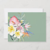 Cartons Réponse Sage Green Tropical Floral Hawaii QR Code Wedding (Dos)