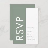 Cartons Réponse Sage Green Ultra Modern Mariage (Devant / Derrière)