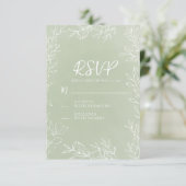 Cartons Réponse Sage Green White Botanical Garden Wedding (Debout devant)
