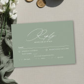 Cartons Réponse Sage Green White Modern Calligraphy Meal Wedding