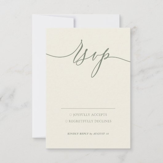 Cartons Réponse Sage Greenery Simple Minimal Modern Kindly Répondr (Devant)