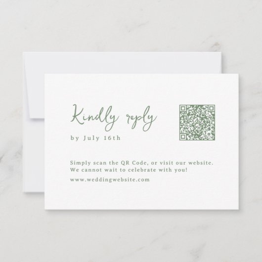 Cartons Réponse Sage Hand Drawn Monogram Whimsical Wedding QR code (Devant)