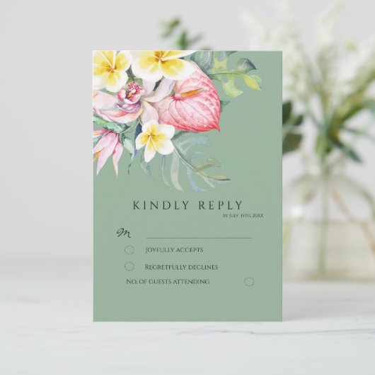 Cartons Réponse Sage Tropical Floral Botanical Wedding (Debout devant)