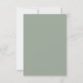 Cartons Réponse Sage vert avec texte élégant | Code QR mariage (Dos)