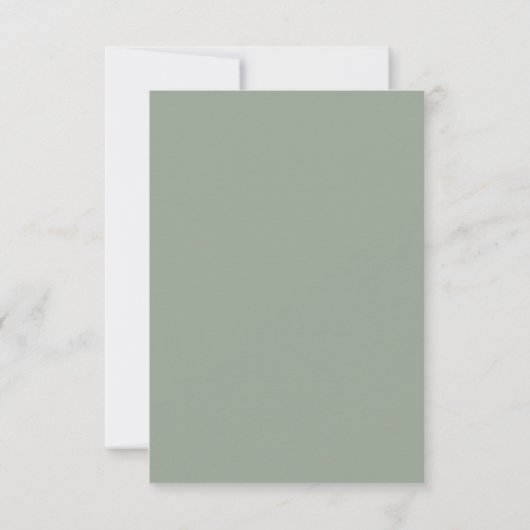 Cartons Réponse Sage vert avec texte élégant | Code QR mariage (Dos)