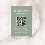 Cartons Réponse Sage vert avec texte élégant | Code QR mariage<br><div class="desc">Cette carte de réponse mariage de code QR scannable minimaliste et élégant présente du texte blanc moderne sur un arrière - plan vert sage,  pour un look chic,  simple et élégant. Vos invités peuvent facilement scanner le code pour visiter votre site mariage et rsvp en ligne.</div>