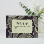 Cartons Réponse Sage Vert Feuillage Tropical Script Noir (Debout devant)