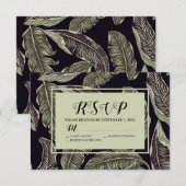 Cartons Réponse Sage Vert Feuillage Tropical Script Noir (Devant / Derrière)