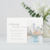 Cartons Réponse San Francisco Watercolor Landscape Wedding (Debout devant)