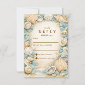 Cartons Réponse Sandy Shore Seashell Wedding (Devant)