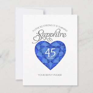 Cartons Réponse Sapphire 45e anniversaire Mariage aquarelle coeur