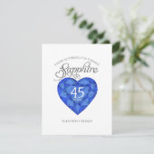 Cartons Réponse Sapphire 45e anniversaire Mariage aquarelle coeur (Debout devant)