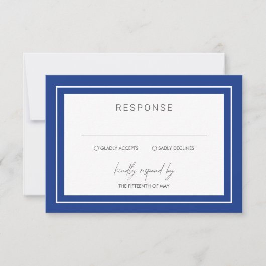 Cartons Réponse Sapphire Blue Bold Bordure moderne Mariage (Devant)