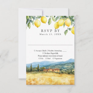Cartons Réponse Scène toscane aux citrons à l'aquarelle Mariage it
