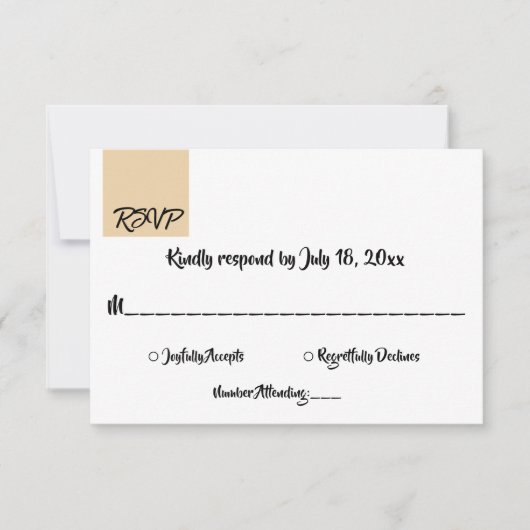 Cartons Réponse Script Beige minimal chic Mariage formel moderne (Devant)