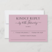 Cartons Réponse Script Blush Pink Wedding Kindly Reply (Devant)