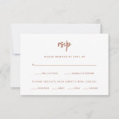 Cartons Réponse Script Boho Terracotta | Choix de repas Mariage (Devant)