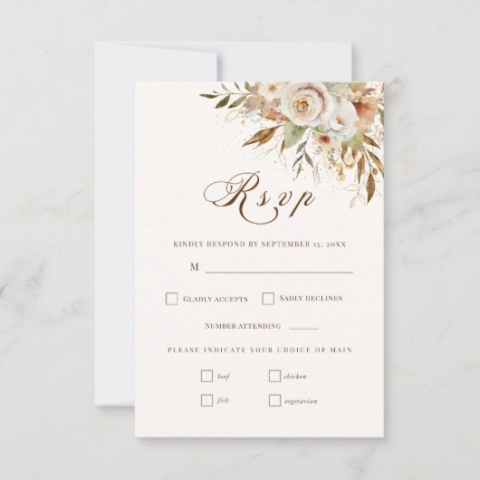 Cartons Réponse Script botanique Rose d'automne rustique (Devant)