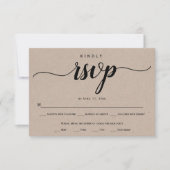 Cartons Réponse Script calligraphie kraft papier mariage rustique (Devant)