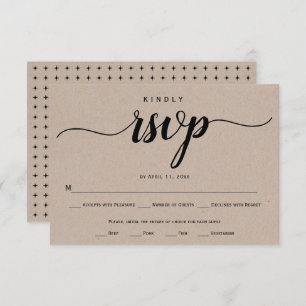 Cartons Réponse Script calligraphie kraft papier mariage rustique
