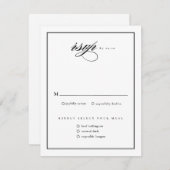 Cartons Réponse Script classique élégant Mariage noir et blanc (Devant / Derrière)
