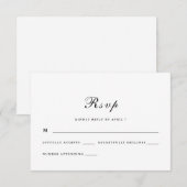 Cartons Réponse Script classique et élégant Mariage noir et blanc (Devant / Derrière)