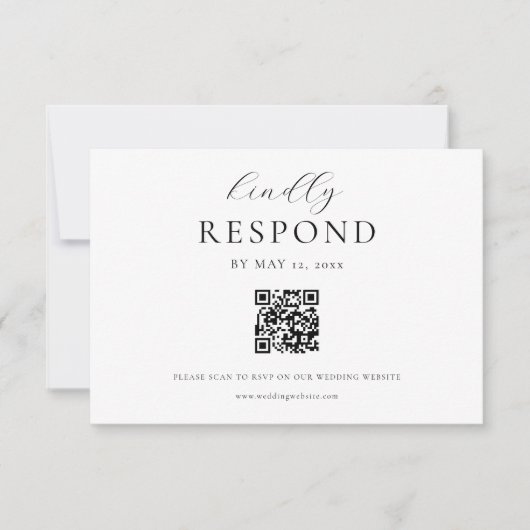 Cartons Réponse Script classique Mariage de code QR moderne (Devant)