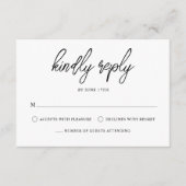 Cartons Réponse Script contemporain élégant Mariage noir blanc (Devant)