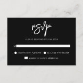 Cartons Réponse Script contemporain moderne Mariage noir blanc (Devant)