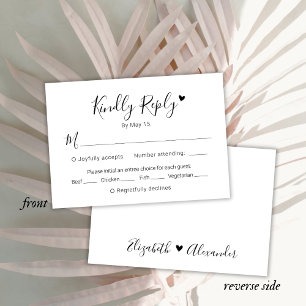 Cartons Réponse Script de calligraphie moderne Mariage du coeur Ca