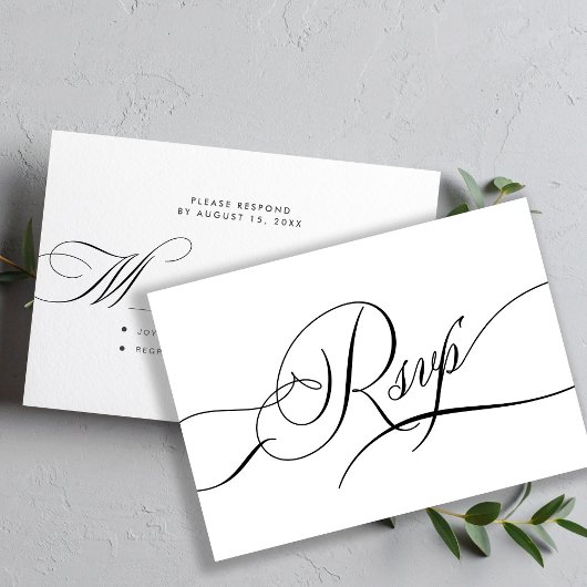 Cartons Réponse Script de calligraphie moderne mariage romantique