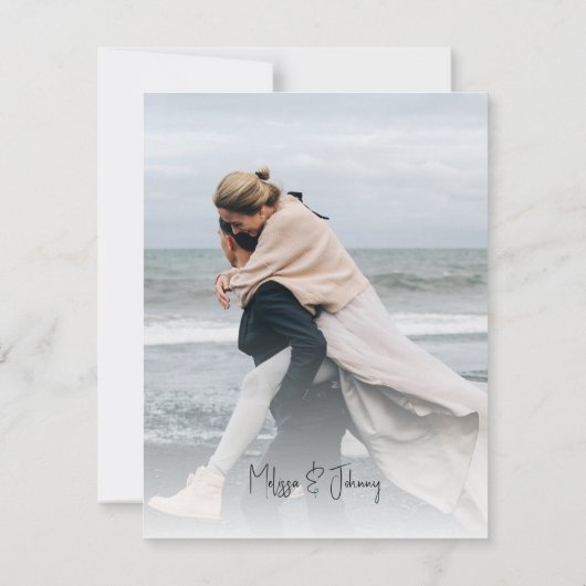 Cartons Réponse Script de code QR de photo moderne de mariage (Dos)