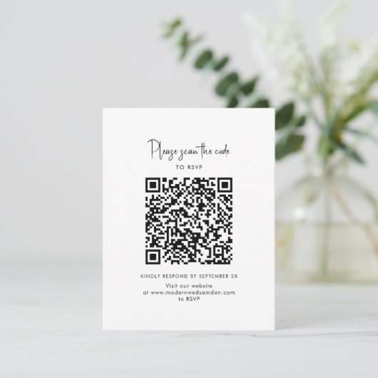 Cartons Réponse Script de code QR de photo moderne pour mariage (Debout devant)