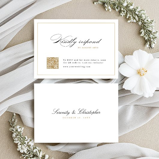 Cartons Réponse Script d'élégance classique mariage de code QR sim