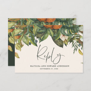 Cartons Réponse Script élégant mariage agrumes botanique moderne