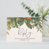 Cartons Réponse Script élégant mariage agrumes botanique moderne (Debout devant)
