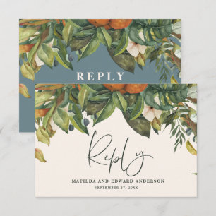 Cartons Réponse Script élégant mariage agrumes botanique moderne