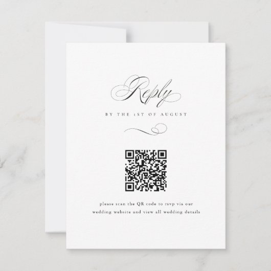 Cartons Réponse Script élégant moderne Classic QR Code Mariage (Devant)