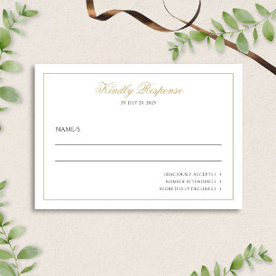 Cartons Réponse Script élégant officiel Mariage noir et or