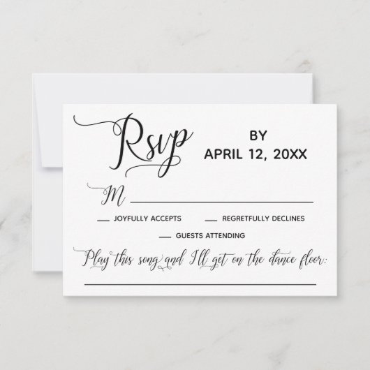 Cartons Réponse Script élégant Simple Chanson Demande de mariage R (Devant)