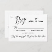 Cartons Réponse Script élégant Simple Chanson Demande de mariage R (Devant / Derrière)