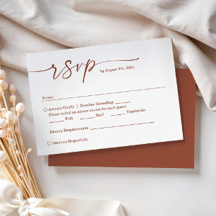 Cartons Réponse Script en terre cuite avec choix de repas Mariage