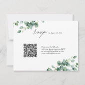 Cartons Réponse Script Eucalyptus vert mariage de code QR (Devant)