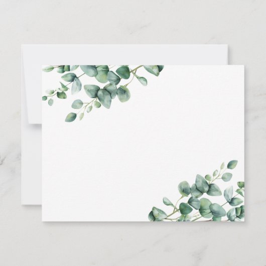 Cartons Réponse Script Eucalyptus vert mariage de code QR (Dos)