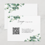 Cartons Réponse Script Eucalyptus vert mariage de code QR (Devant / Derrière)