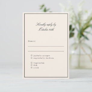 Cartons Réponse Script ivoire classique élégant mariage choix de r