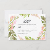 Cartons Réponse Script manuscrit rose Floral Rustique Boho Mariage (Devant)