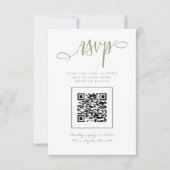 Cartons Réponse Script manuscrit vert Sage Code QR simple (Devant)