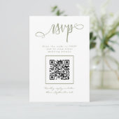 Cartons Réponse Script manuscrit vert Sage Code QR simple (Debout devant)
